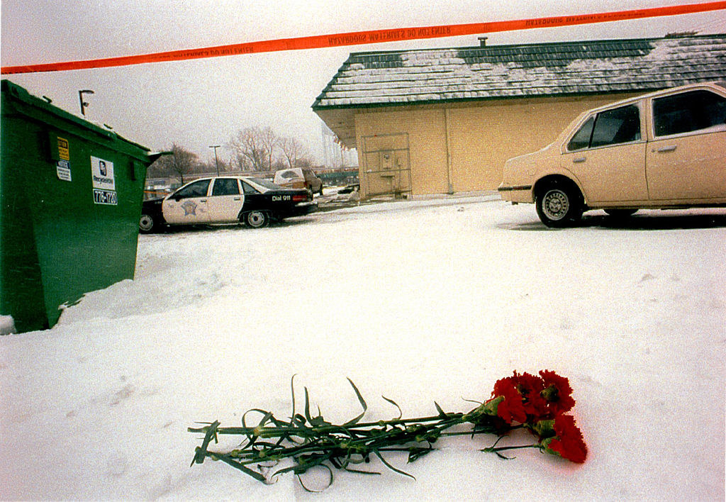 flowers left outside the crime scene