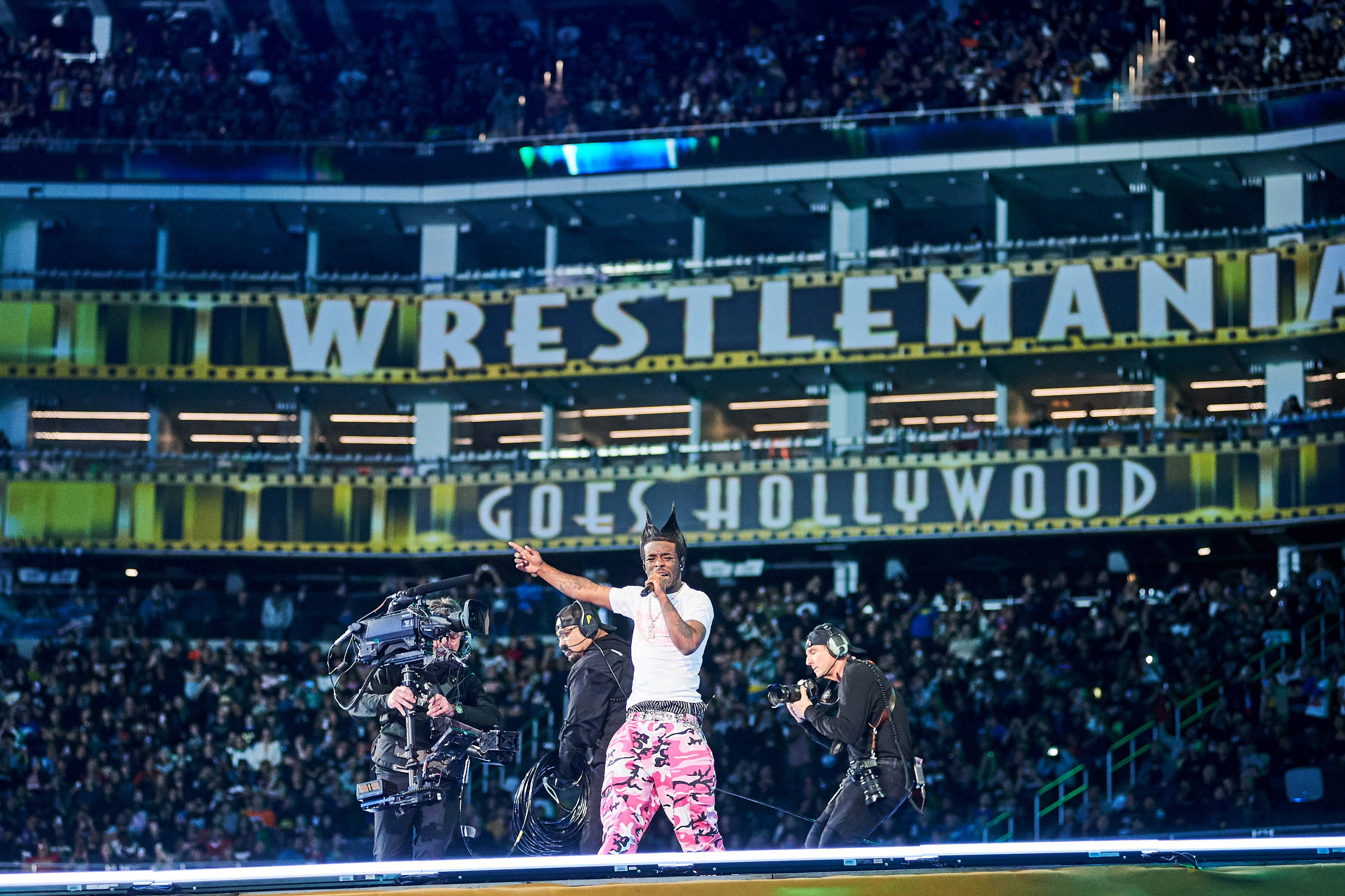 Lil Uzi Vert performs during WrestleMania 39 at SoFi Stadium on April 01, 2023 in Inglewood, California.