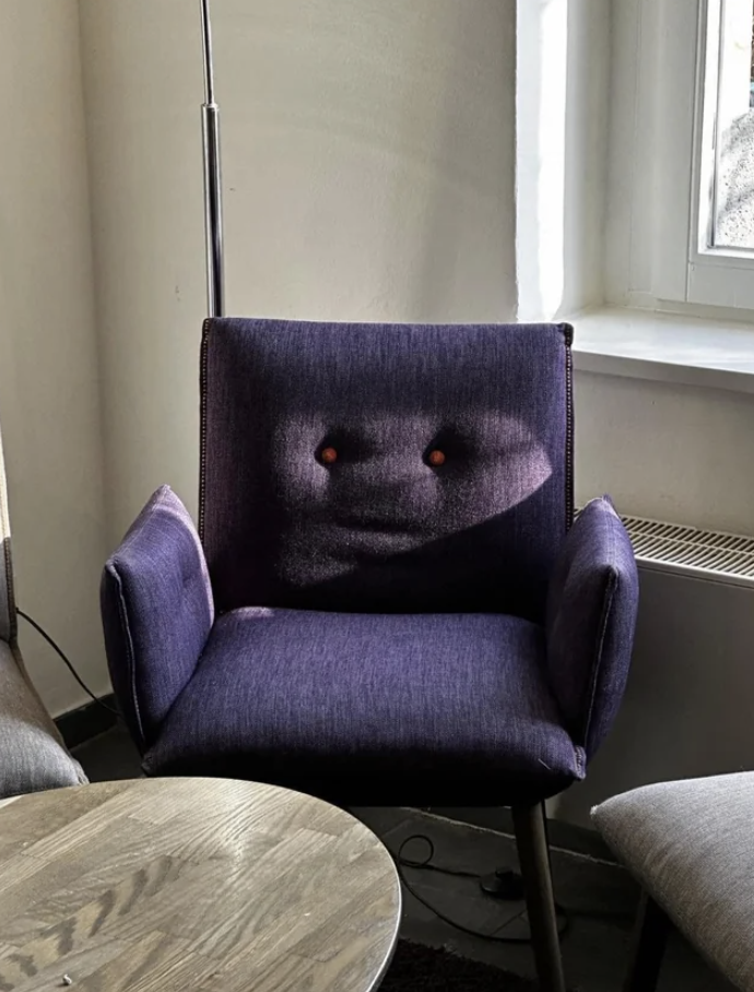 A chair that looks like it has a face