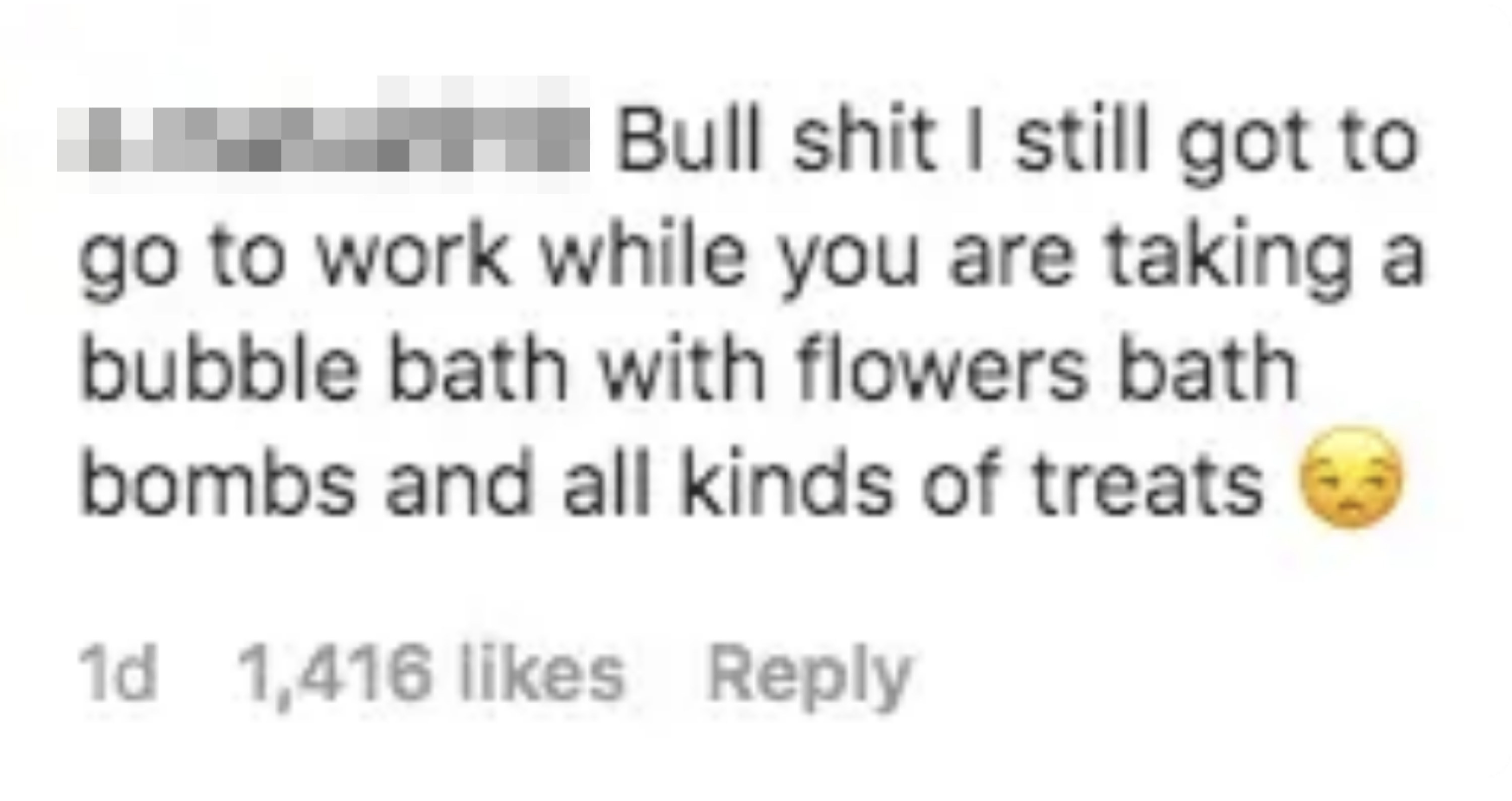 Screenshot of an Instagram comment