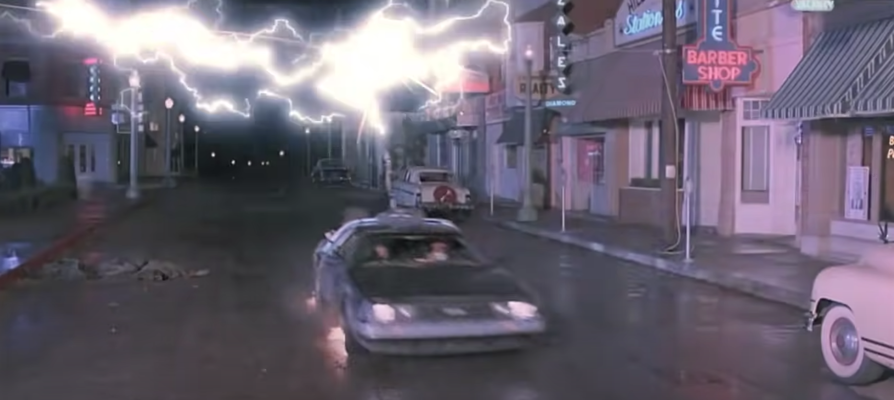 Lightning strikes a car