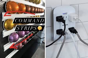 command strips and an outlet hub