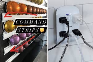 command strips and an outlet hub