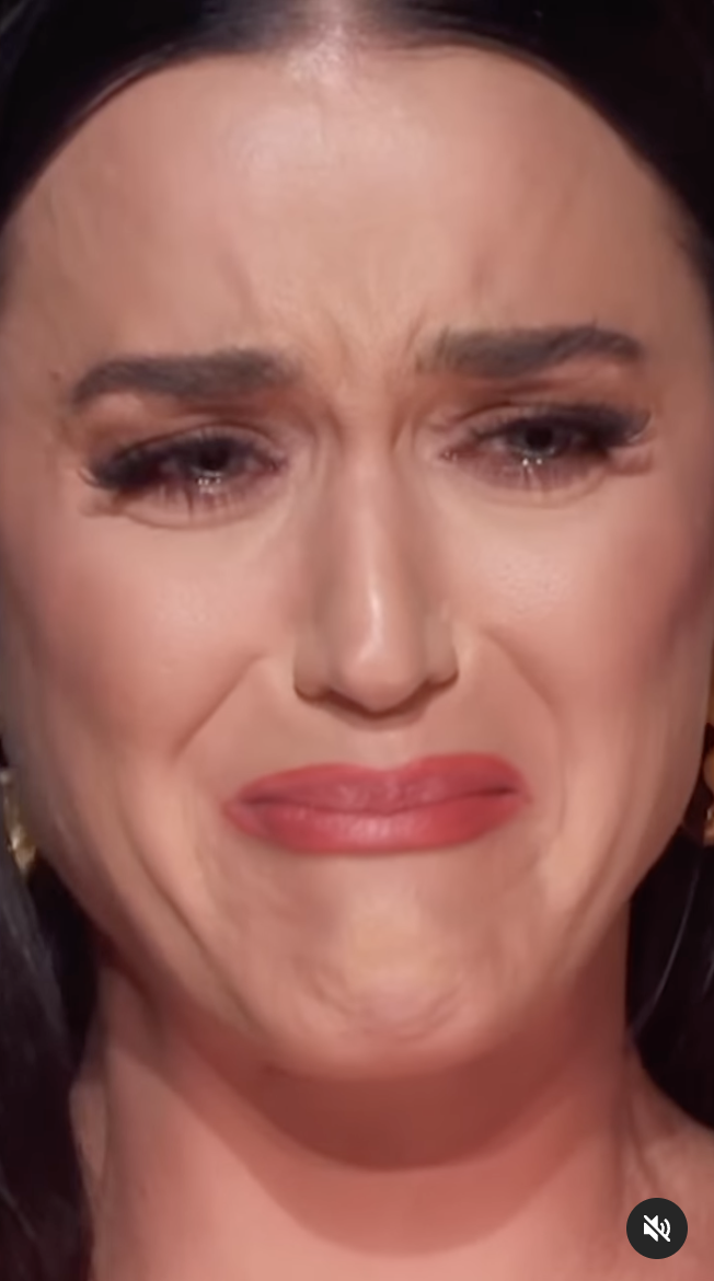 Close-up of Katy&#x27;s ugly-cry face