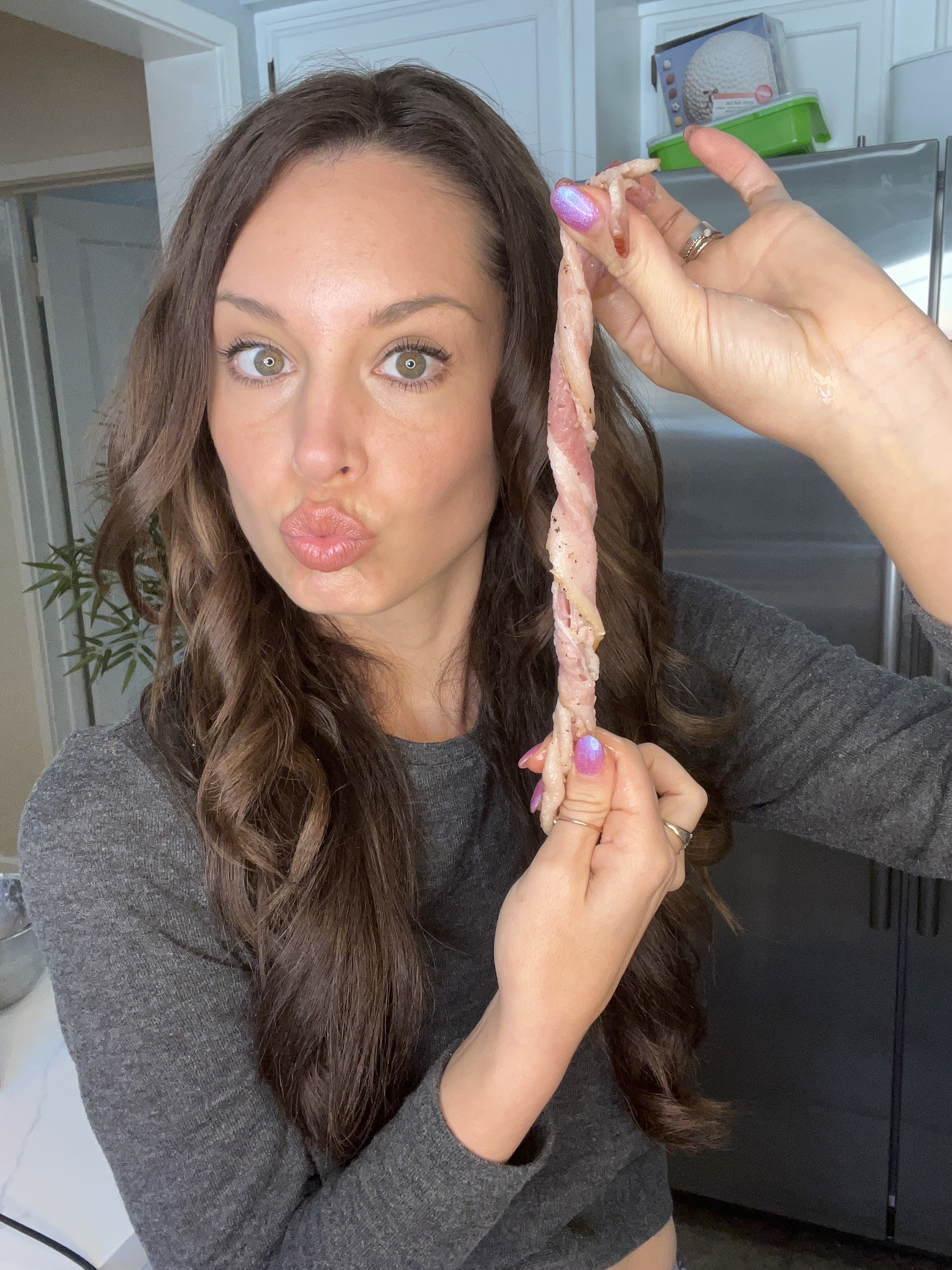 The author rolling bacon