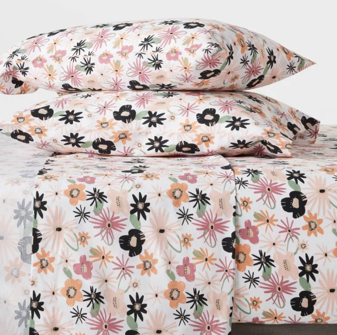 A set of floral bed sheets