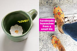 the flower peekaboo mug with a small flower sculpture at the bottom of the mug