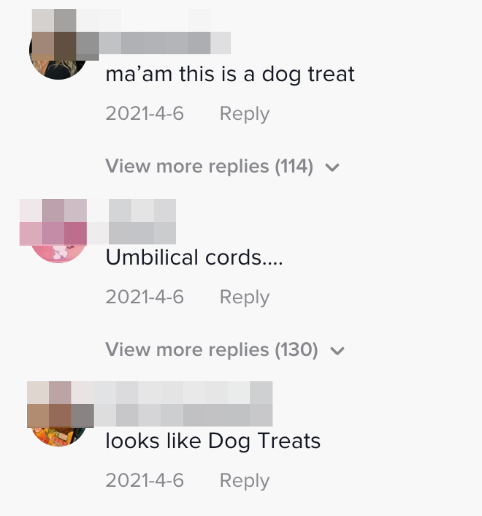 Screenshot of TikTok comments