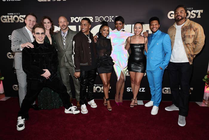 The cast of Power Book II: Ghost posing on the red carpet