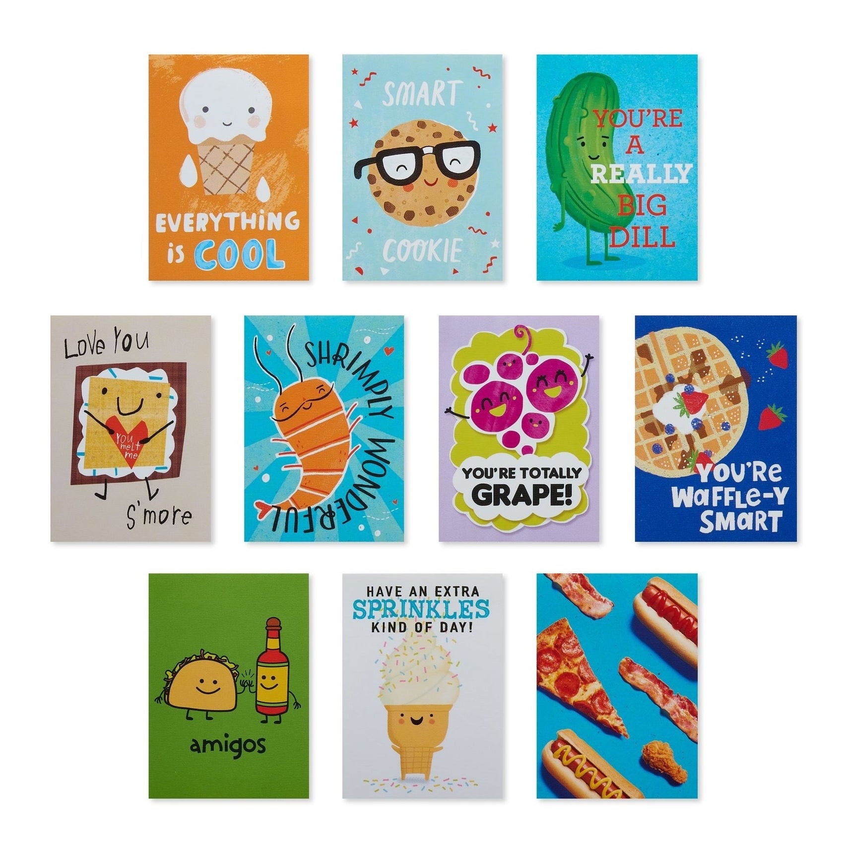 Variety of food-themed lunch box notes