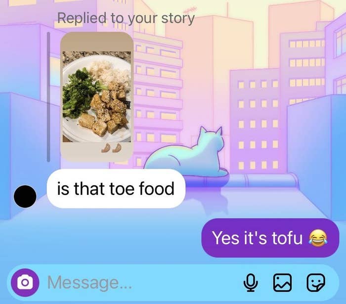 person saying toe food instead of tofu