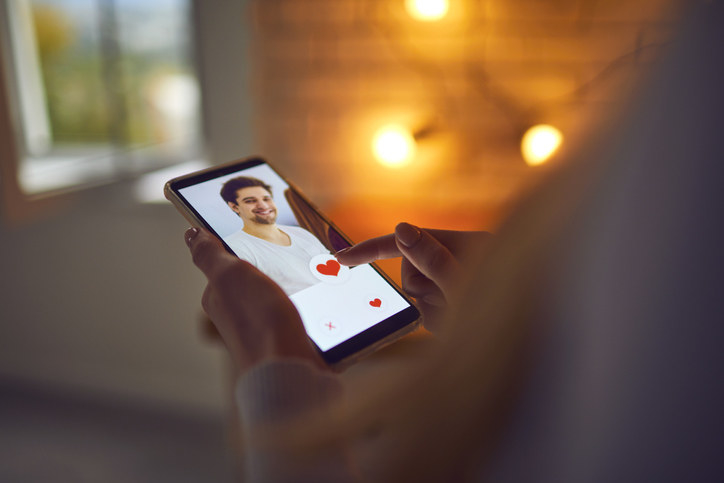phone screen showing someone on a dating app
