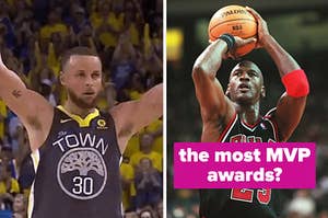 steph curry next to a separate image of michael jordan.