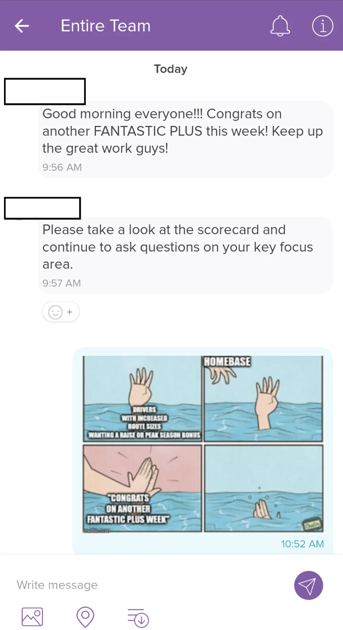 Screenshot of a text exchange