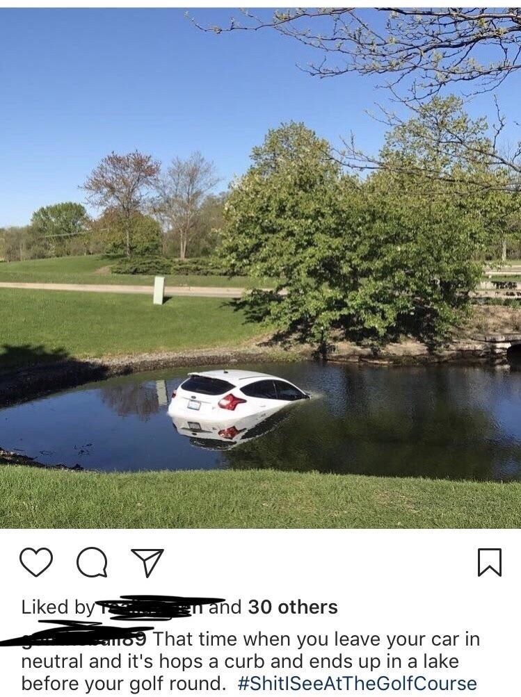 A car in a pond
