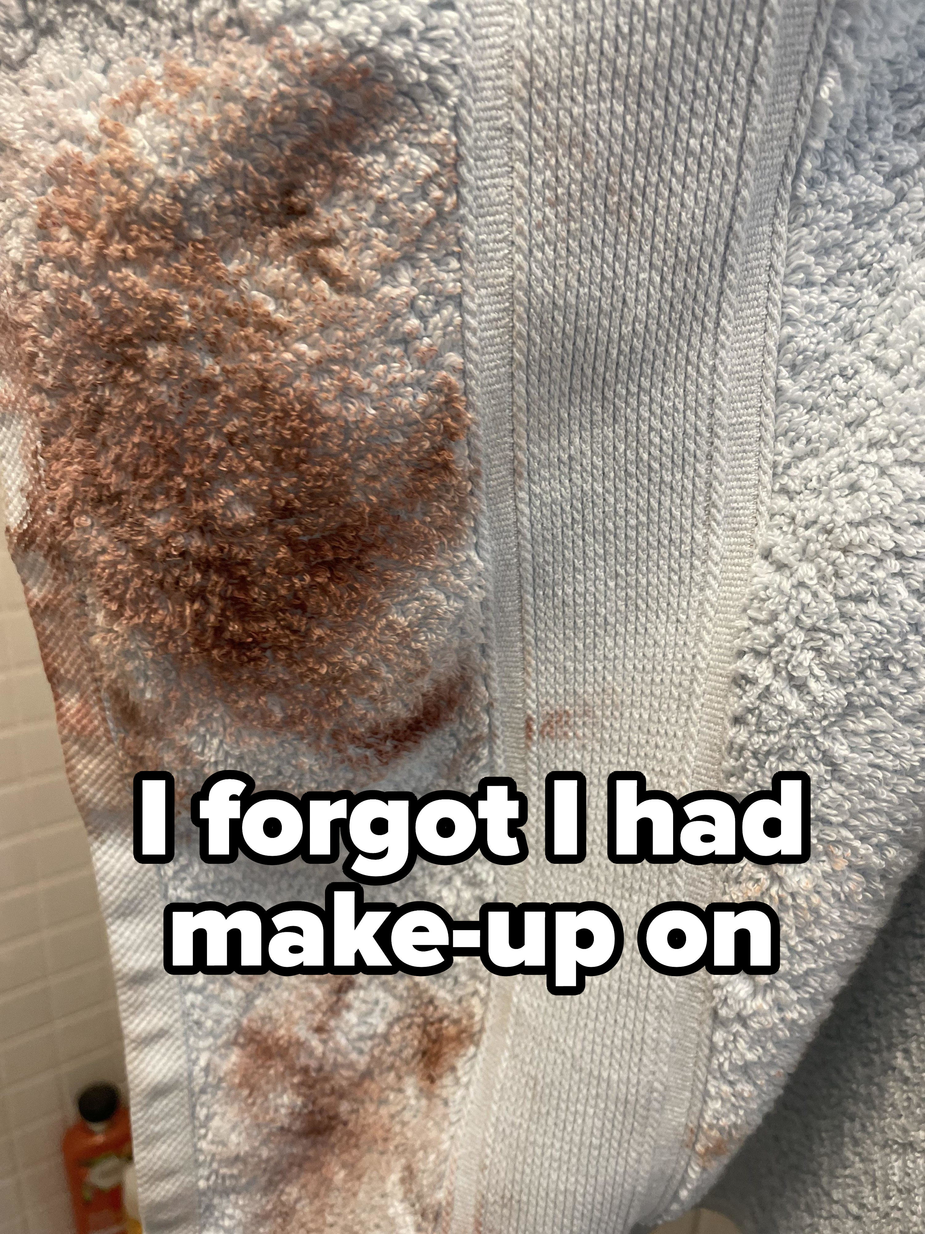 Makeup stains on a towel