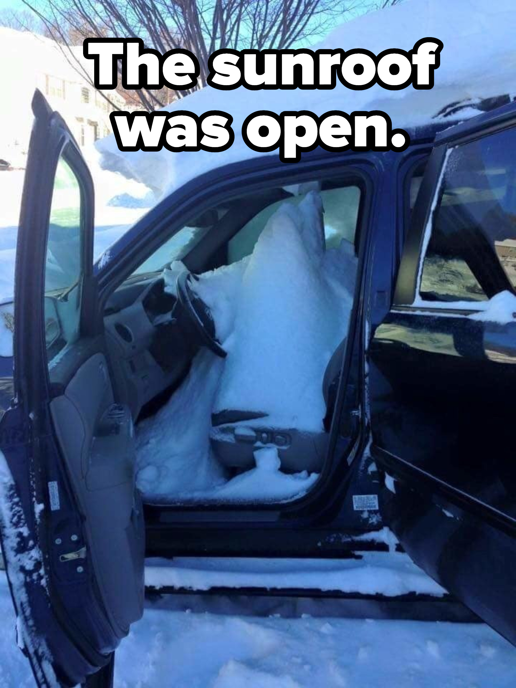A car with snow and ice inside