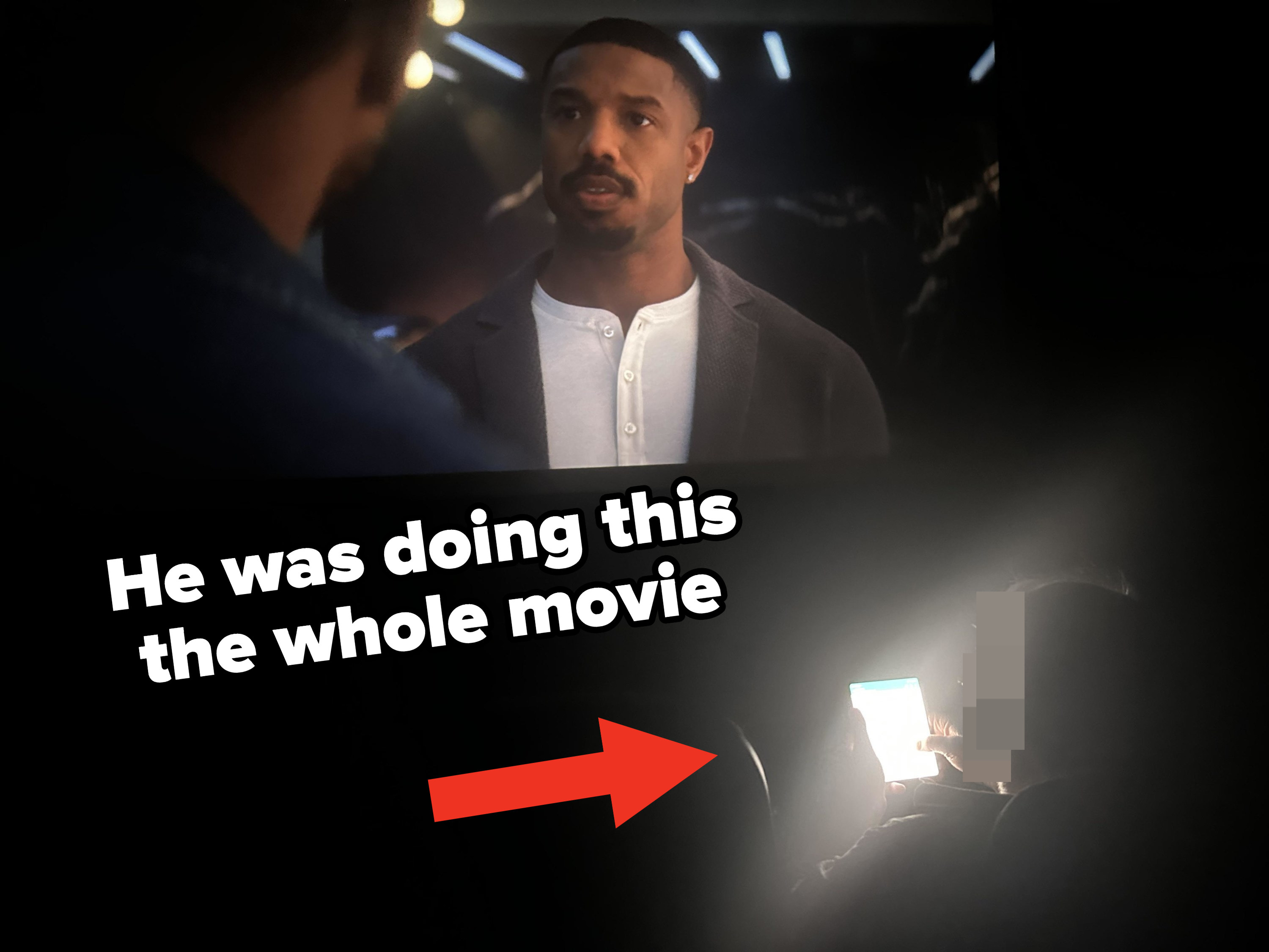 Someone using their phone in a movie