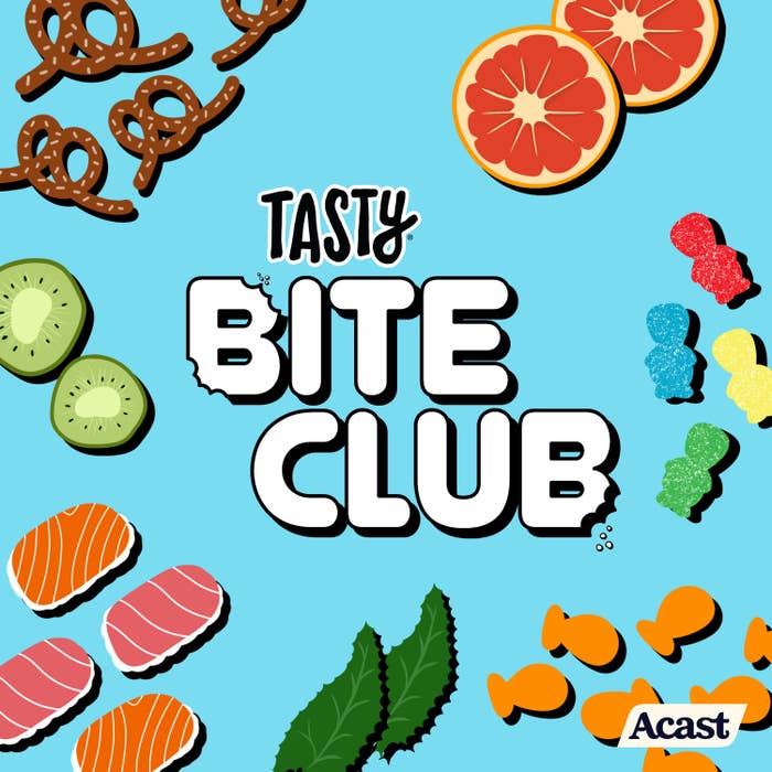 The &quot;Bite Club&quot; logo surrounded by snacks and candies
