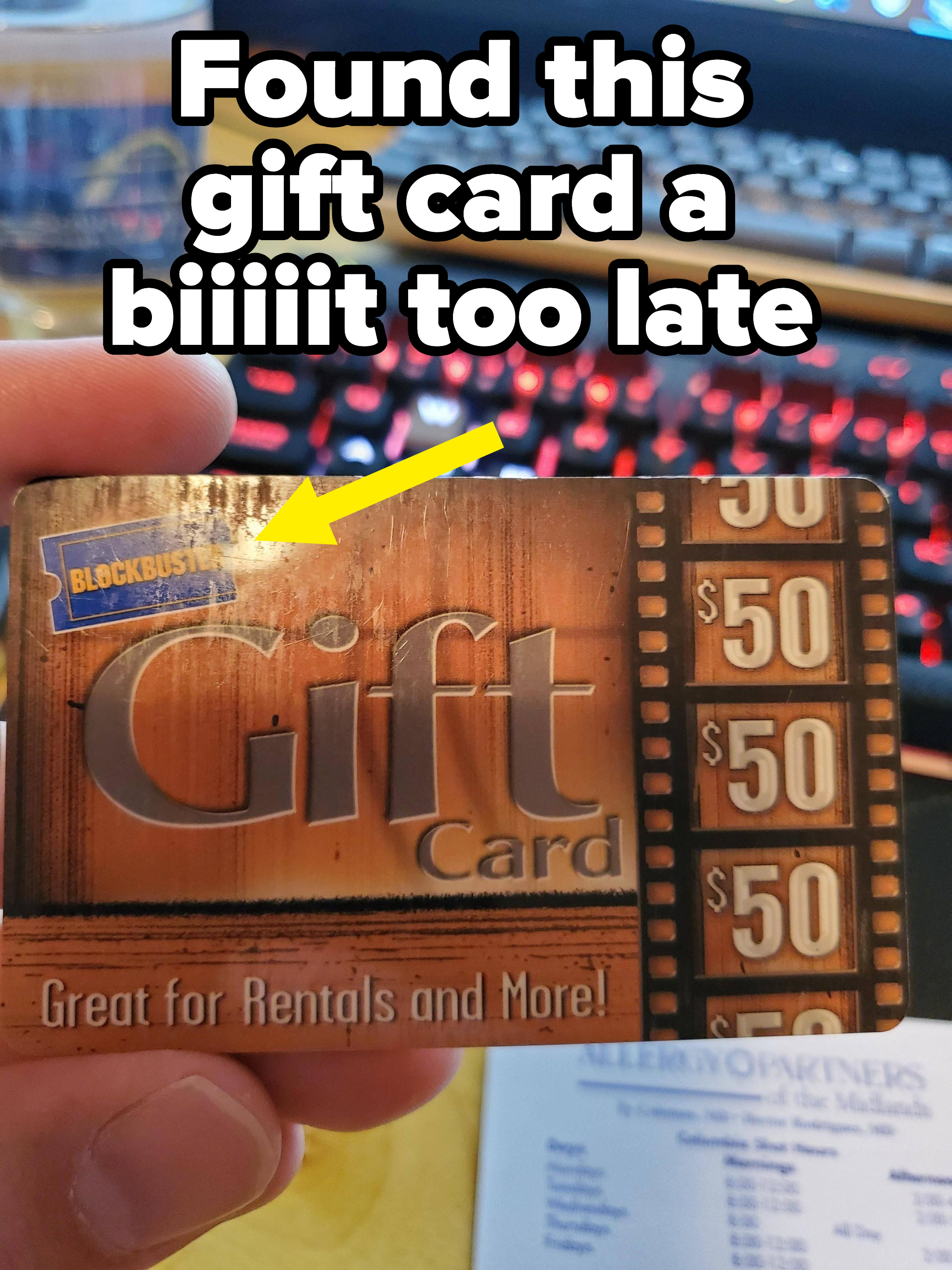 A Blockbuster gift card