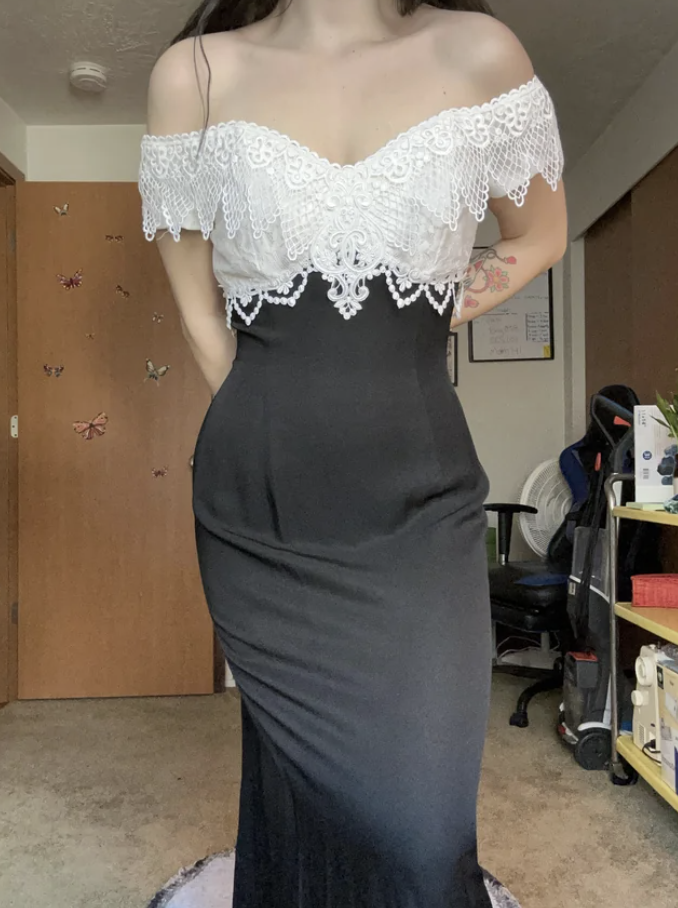 A woman modeling a dress