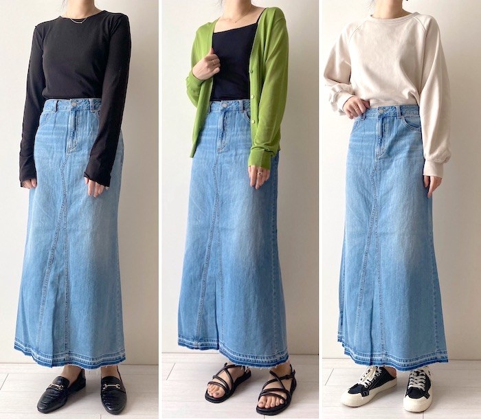 GU（ジーユー）のおすすめファッションアイテム「デニムAラインロングスカート（丈標準87.0～94.0cm）」