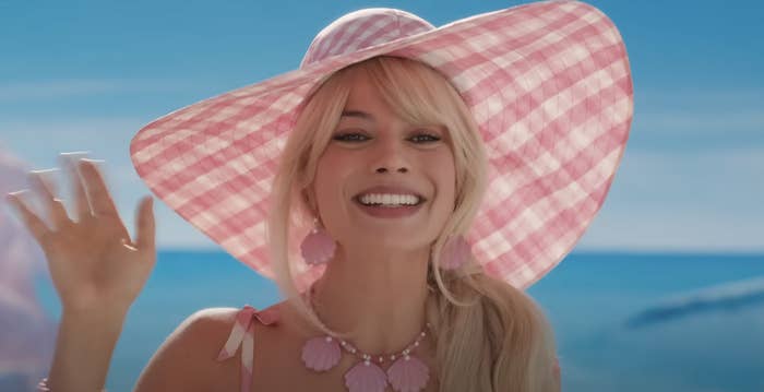 Closeup of Margot Robbie as Barbie