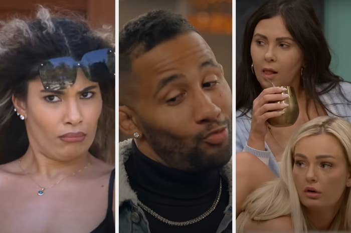 Jackie takes off her sunglasses to check something out, Josh smirks during a party, Irina and Micah appear in a "Love Is Blind" scene
