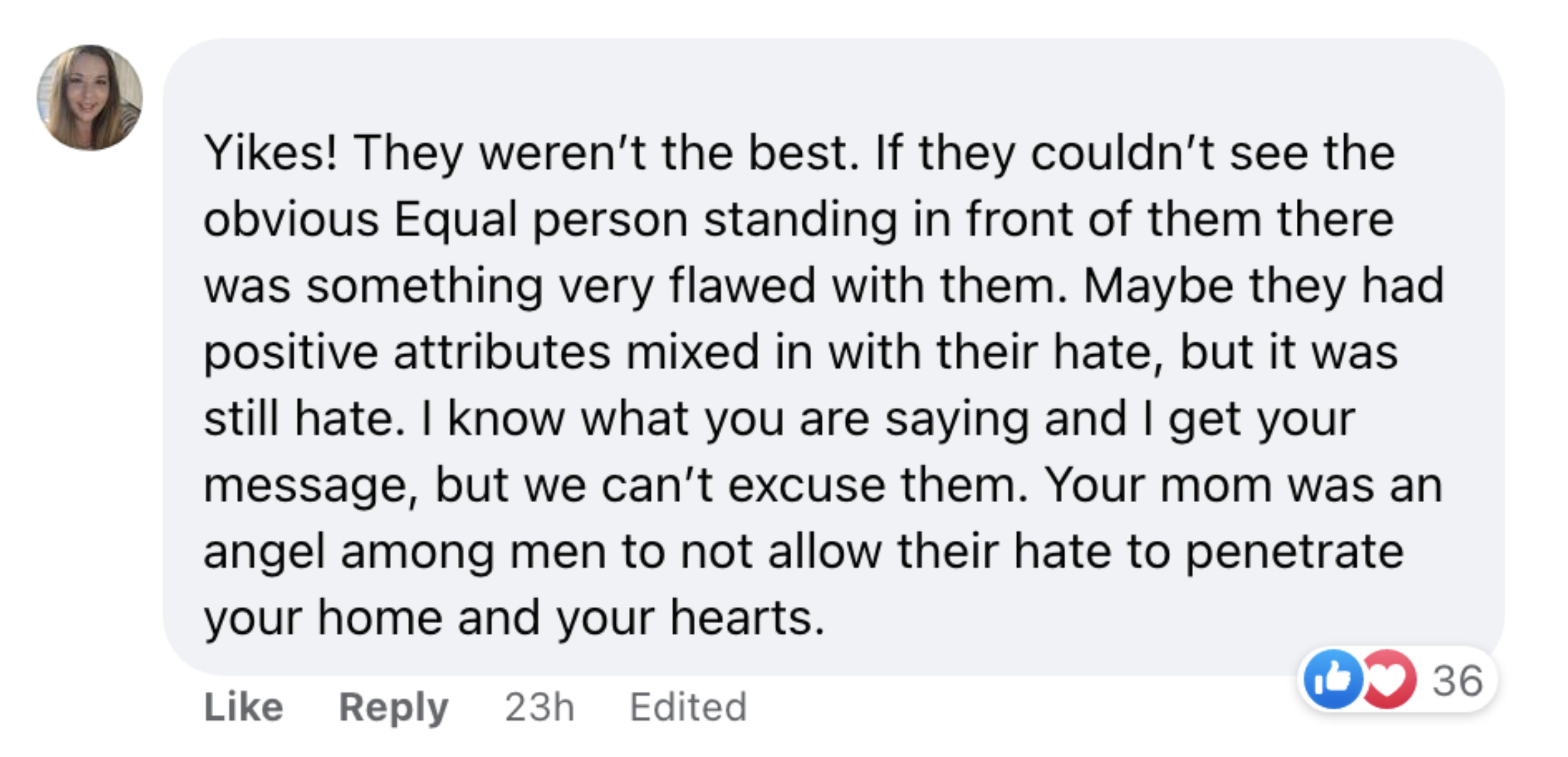 Screenshot of a Facebook comment