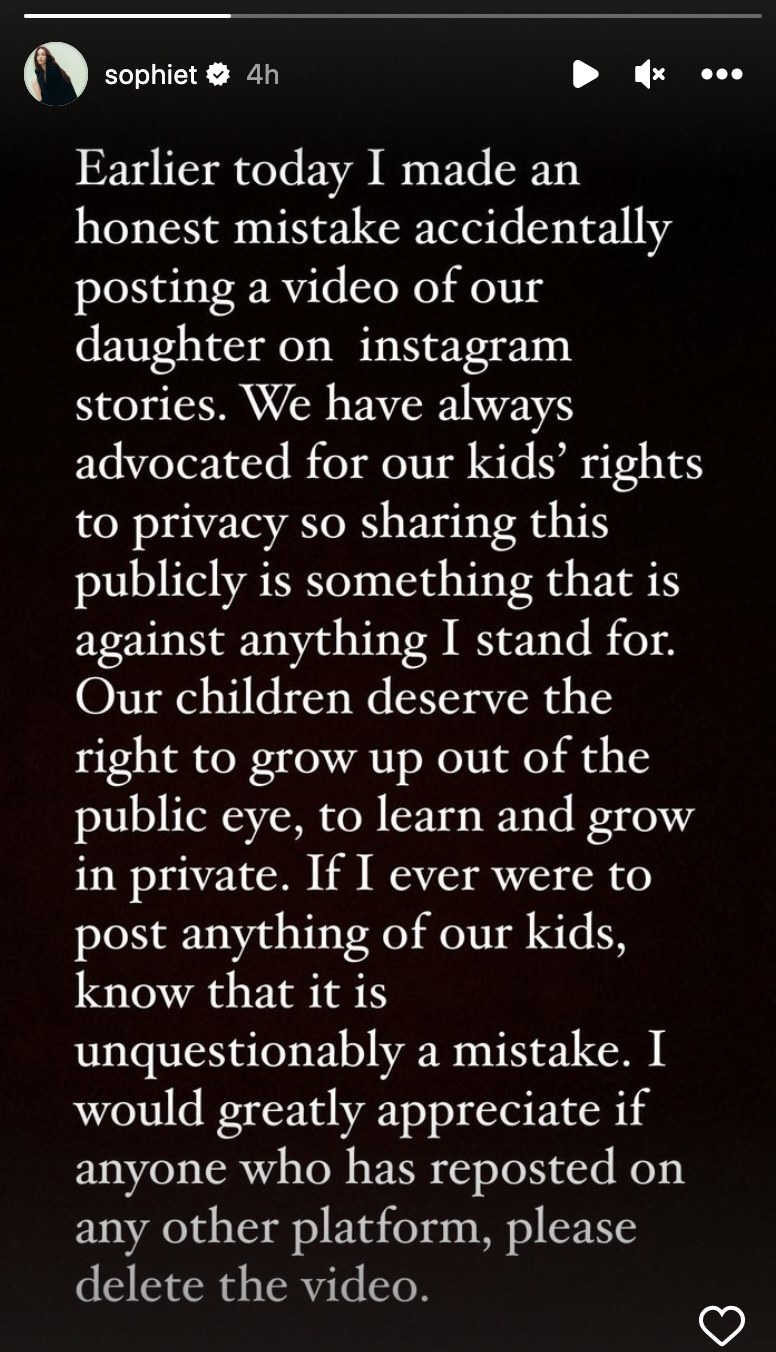 A screenshot of Sophie's message