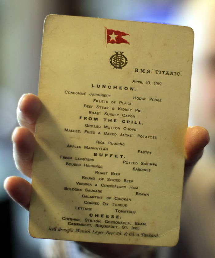 A menu from the Titanic