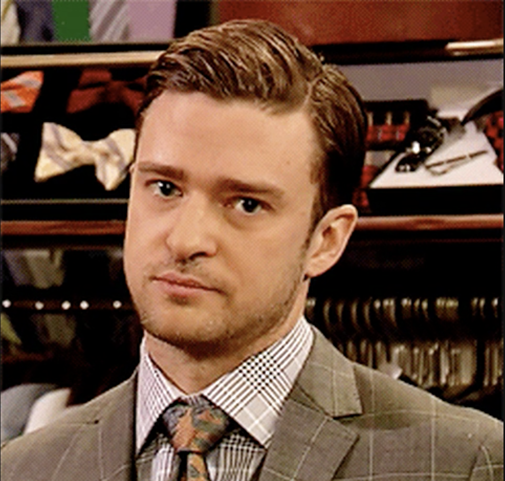 Justin Timberlake making a face looking annoyed