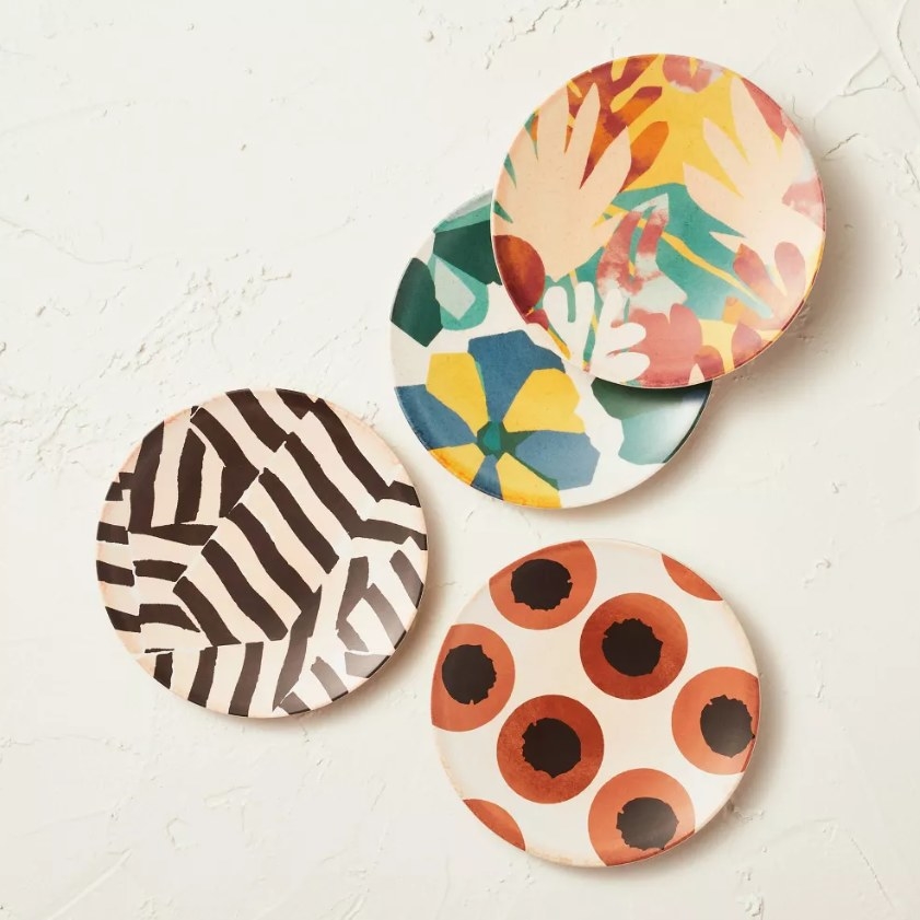The four patterned appetizer plates