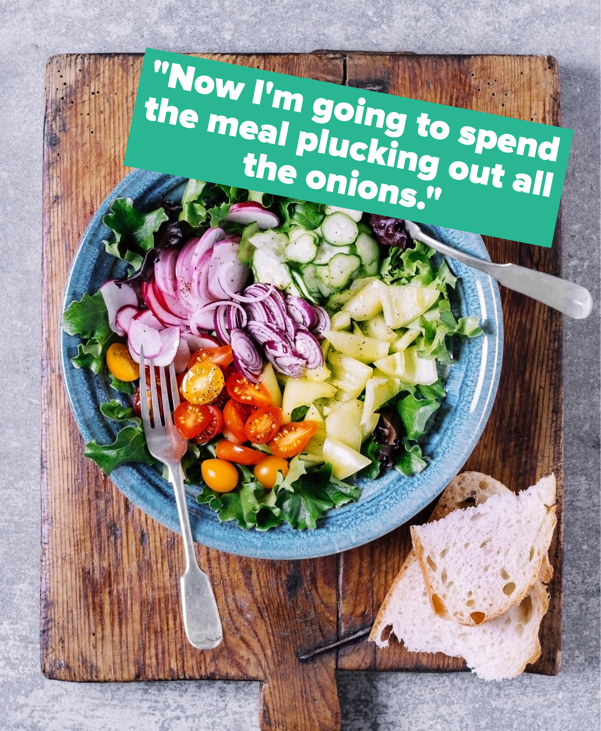 A big vegetable salad with red onion