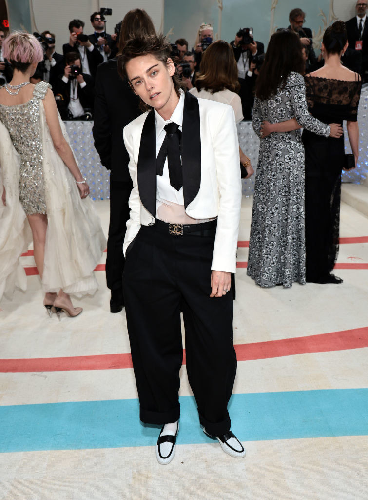 Kristen Stewart attends The 2023 Met Gala in a suit
