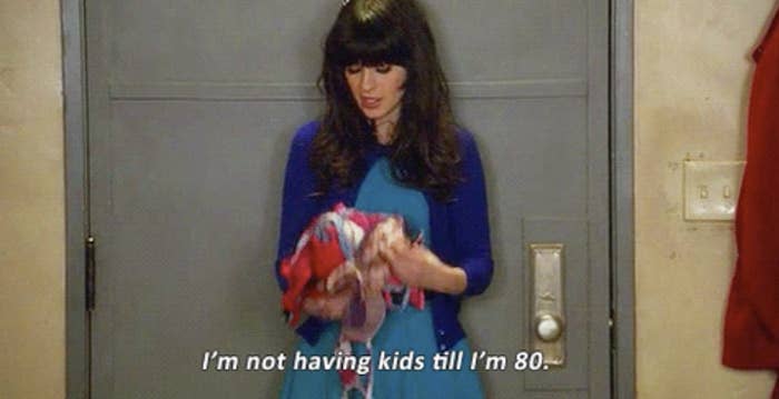 Woman saying "I'm not having kids till I'm 80"