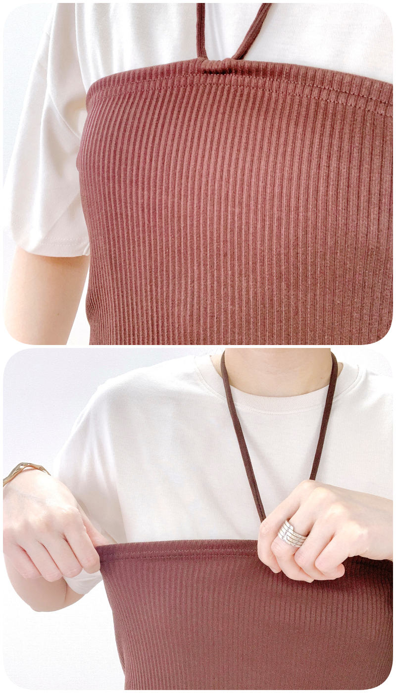 GU（ジーユー）のおすすめのレディースアイテム「リブビスチェセットT（半袖）Q」