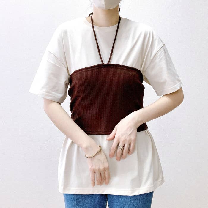 GU（ジーユー）のおすすめのレディースアイテム「リブビスチェセットT（半袖）Q」