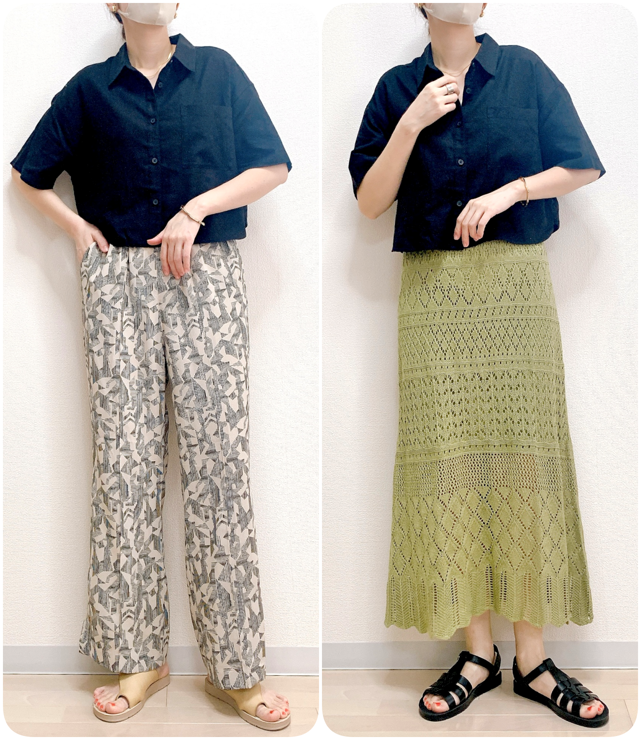 GU(ジーユー)のおすすめのレディースアイテム「リネンブレンドクロップドシャツ(5分袖)」のコーディネート