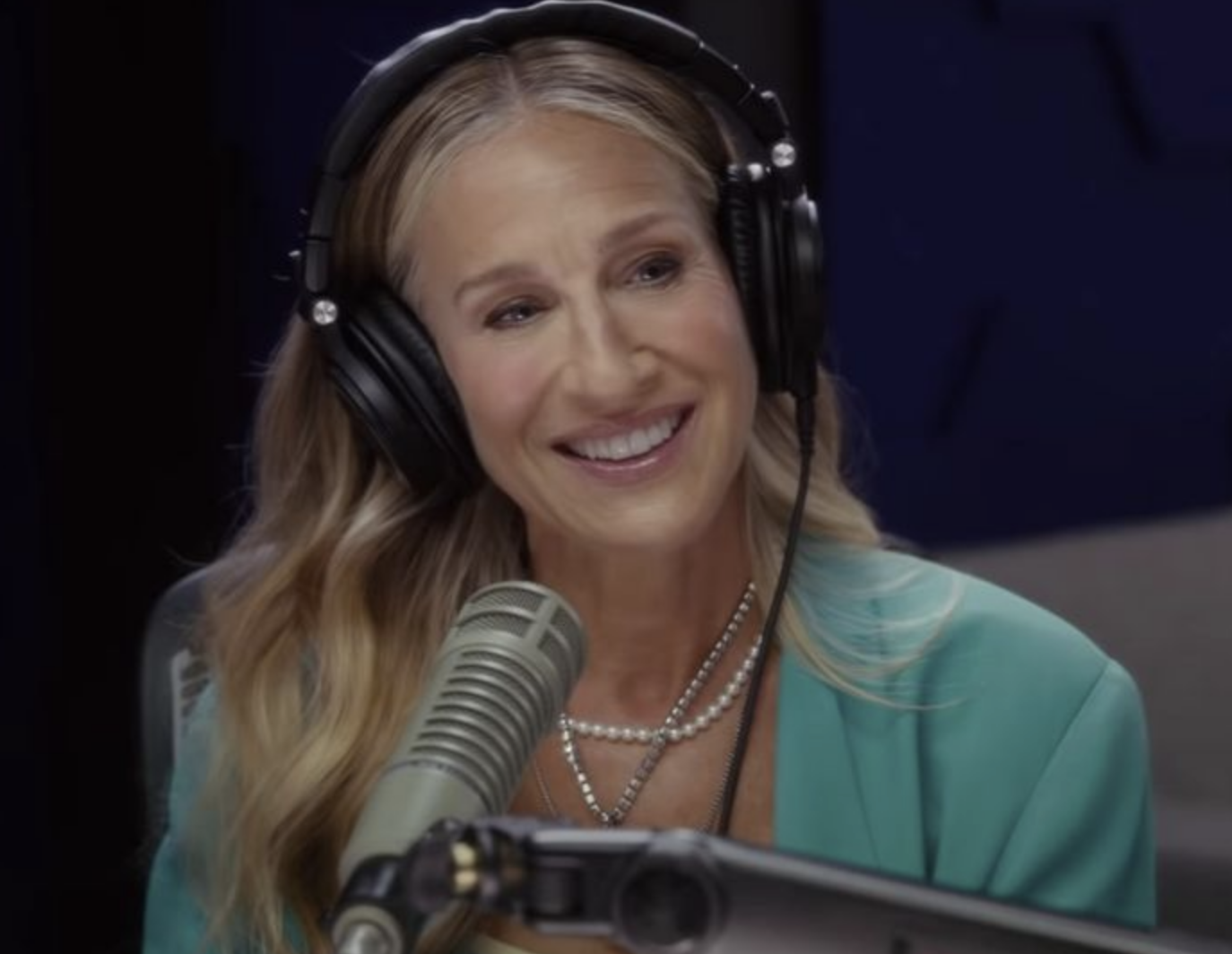 carrie during her podcast