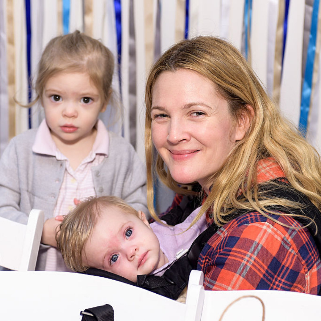 Barrymore with her kids in 2014
