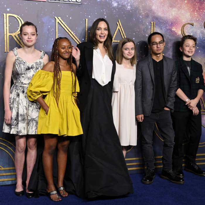 Jolie with five of her kids in 2021