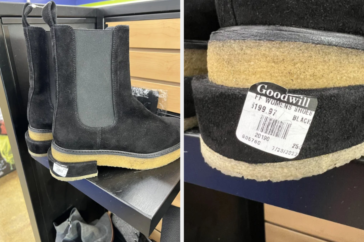 A defective pair of boots for sale