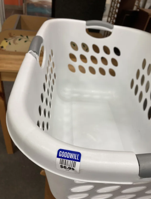 A laundry basket at Goodwill