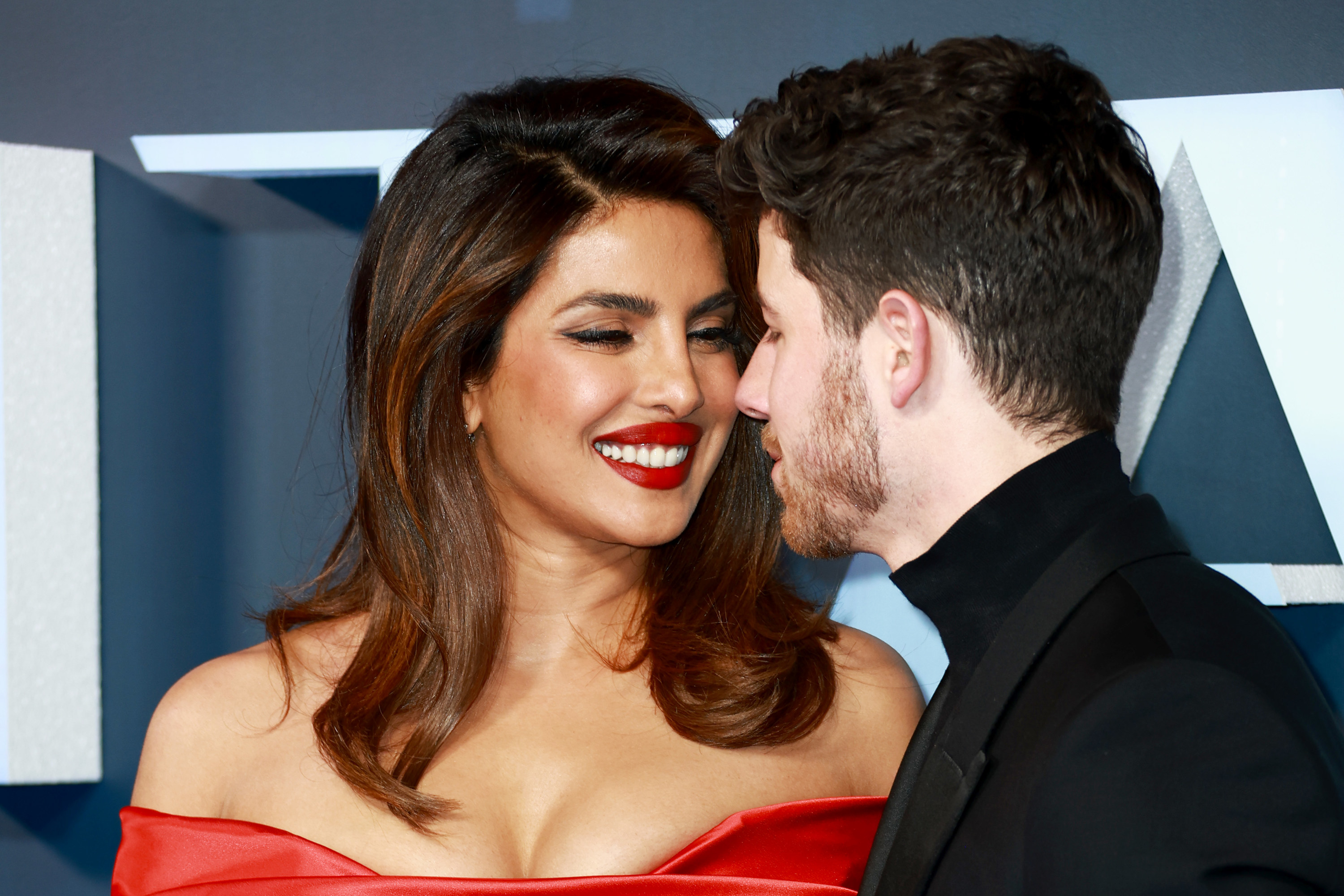 Closeup of Priyanka Chopra and Nick Jonas