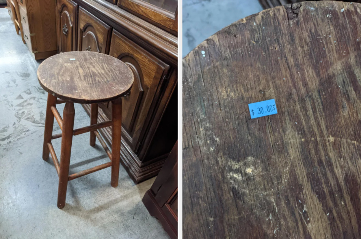 An old stool being sold for $30