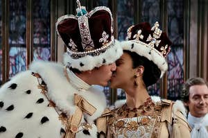 King George and Queen Charlotte kissing