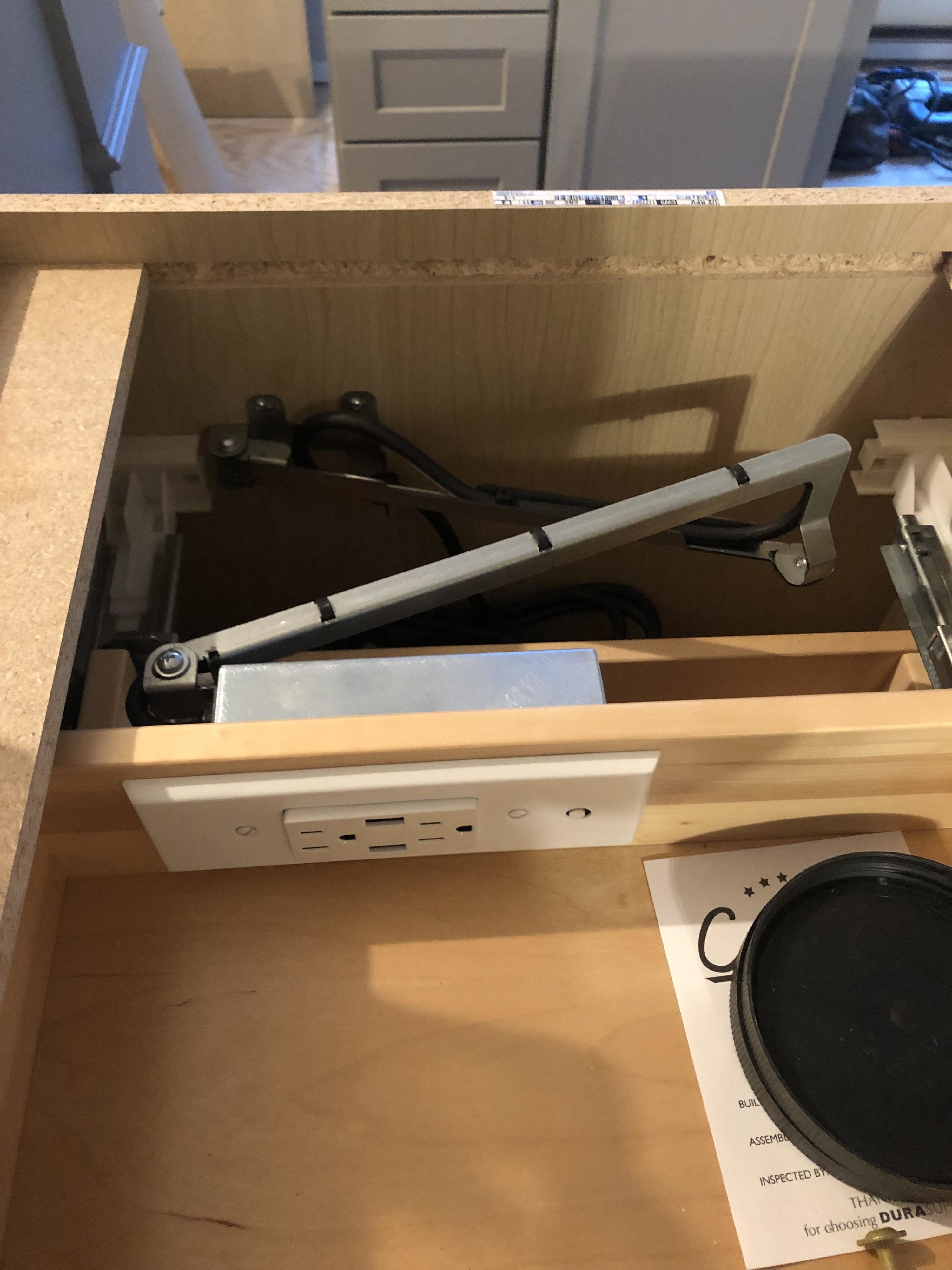 hidden outlet in a drawer