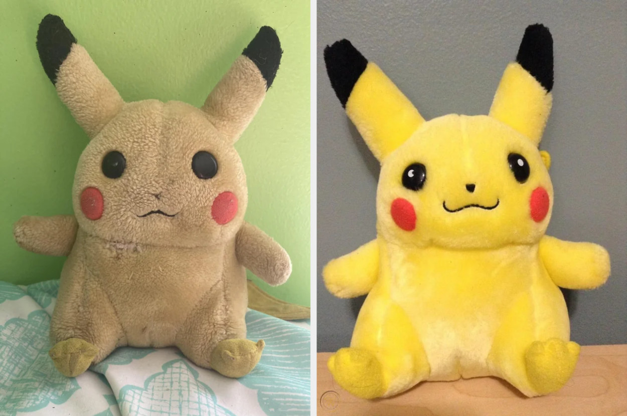 Two stuffed Pikachus