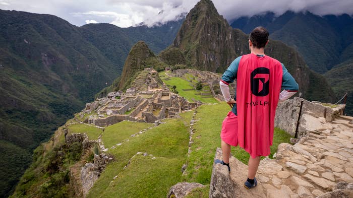 Adventureman looking out over Machu Picchu
